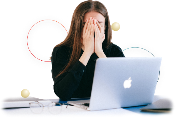 Frustrated professional at laptop illustration
